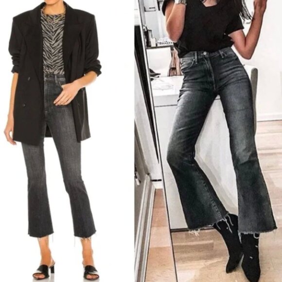 MOTHER Denim - MOTHER The Weekender Fray Night Shadow Black Cropped Jean Size 29